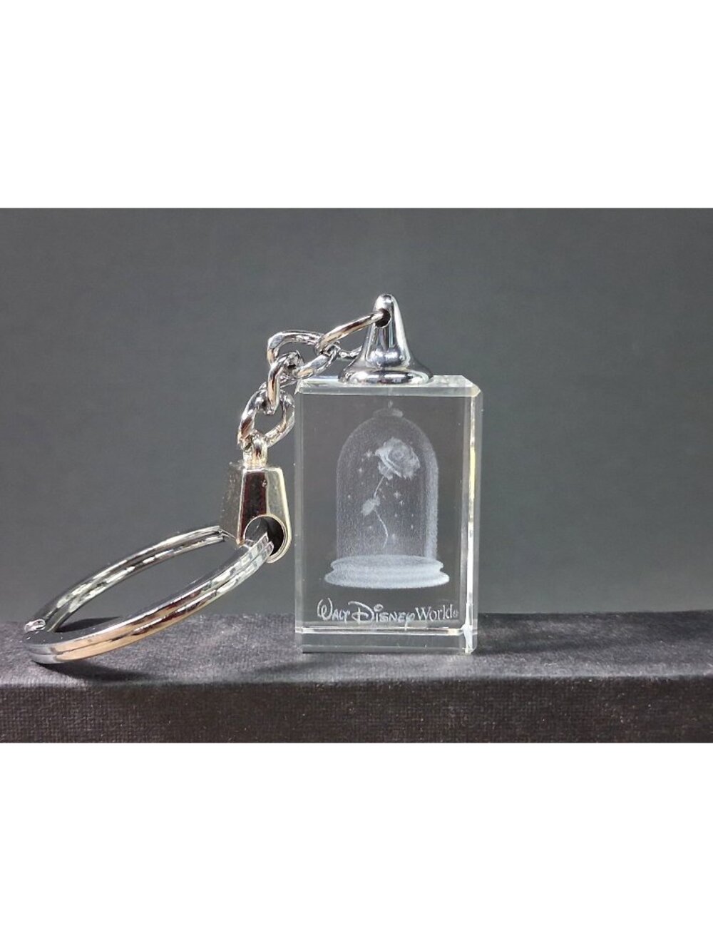 Disney Park Beast Rose Crystal Bag Tag Arribas Brothers Laser Keychain Rare